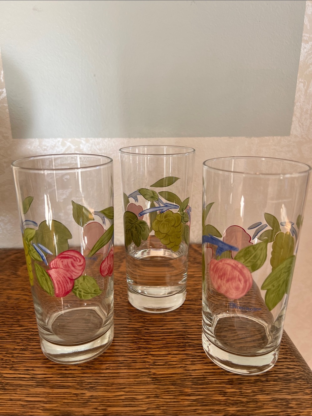 Vintage Franciscan Fruit-Print Highball Glasses        Set of 3